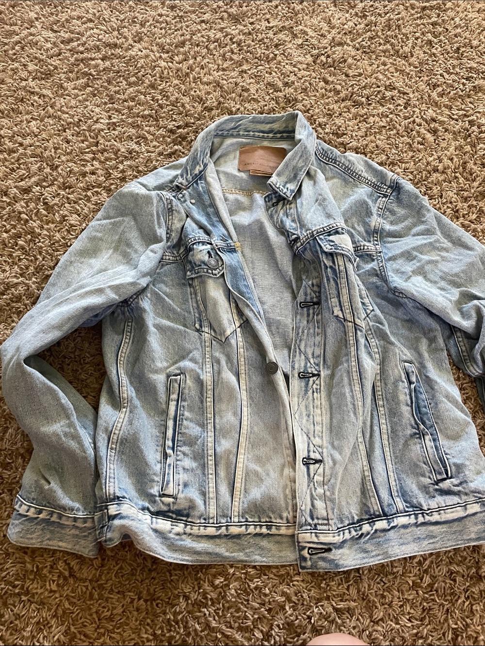 American Eagle Light Wash Denim Jacket - Men’s Light Blue Jean Jacket- sz large